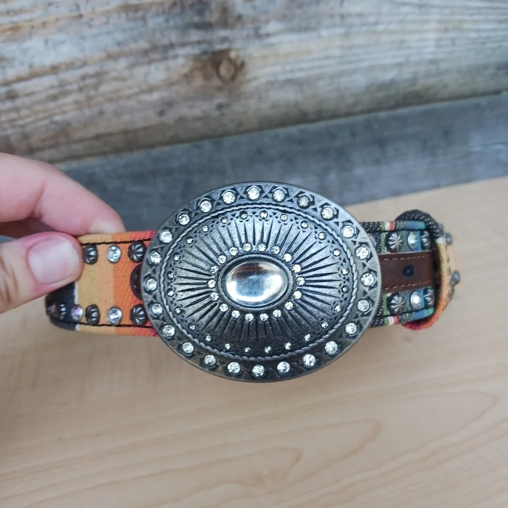 Angel Ranch Western Belt Girls Serape With Rhinestones Cowgirl Waist 22